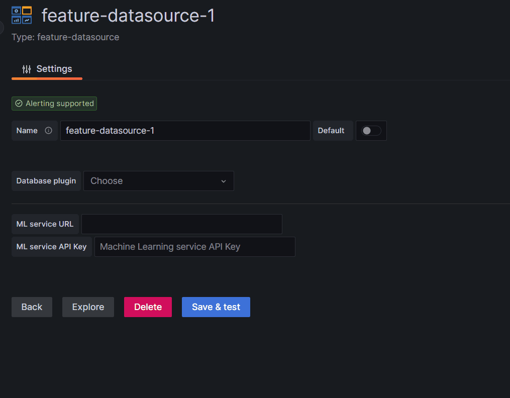 Set Feature Data source settins
