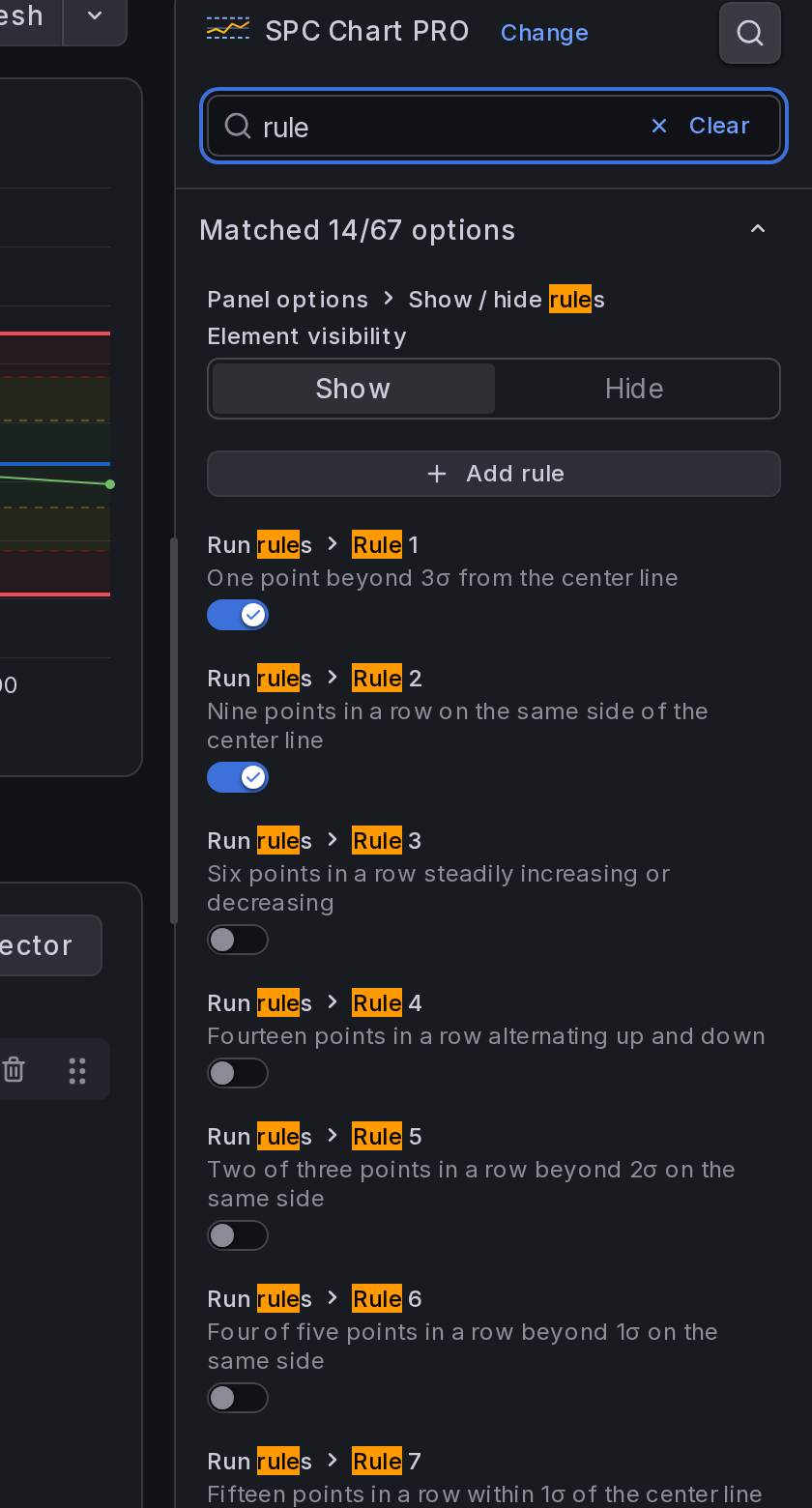 Run rules section listing rule toggles